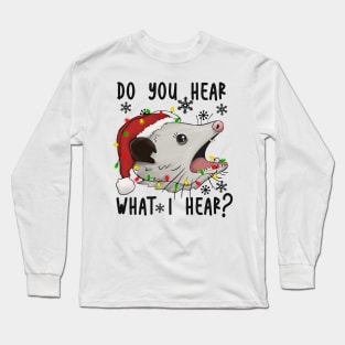 Do You Hear What I Hear, Funny Opossum Christmas Design Long Sleeve T-Shirt